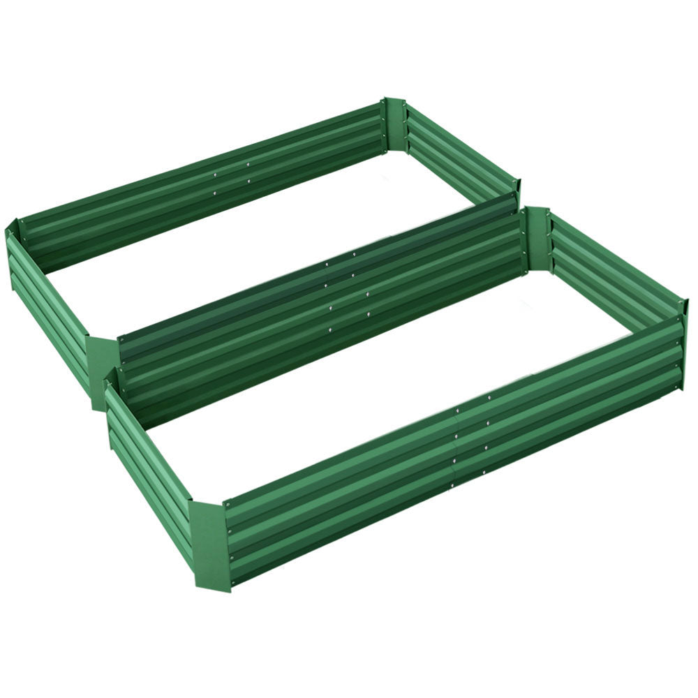 Greenfingers Garden Bed 2PCS 210X90X30cm Galvanised Steel Raised Planter Green
