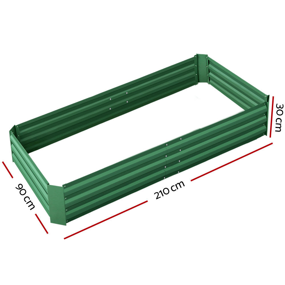Greenfingers Garden Bed 2PCS 210X90X30cm Galvanised Steel Raised Planter Green