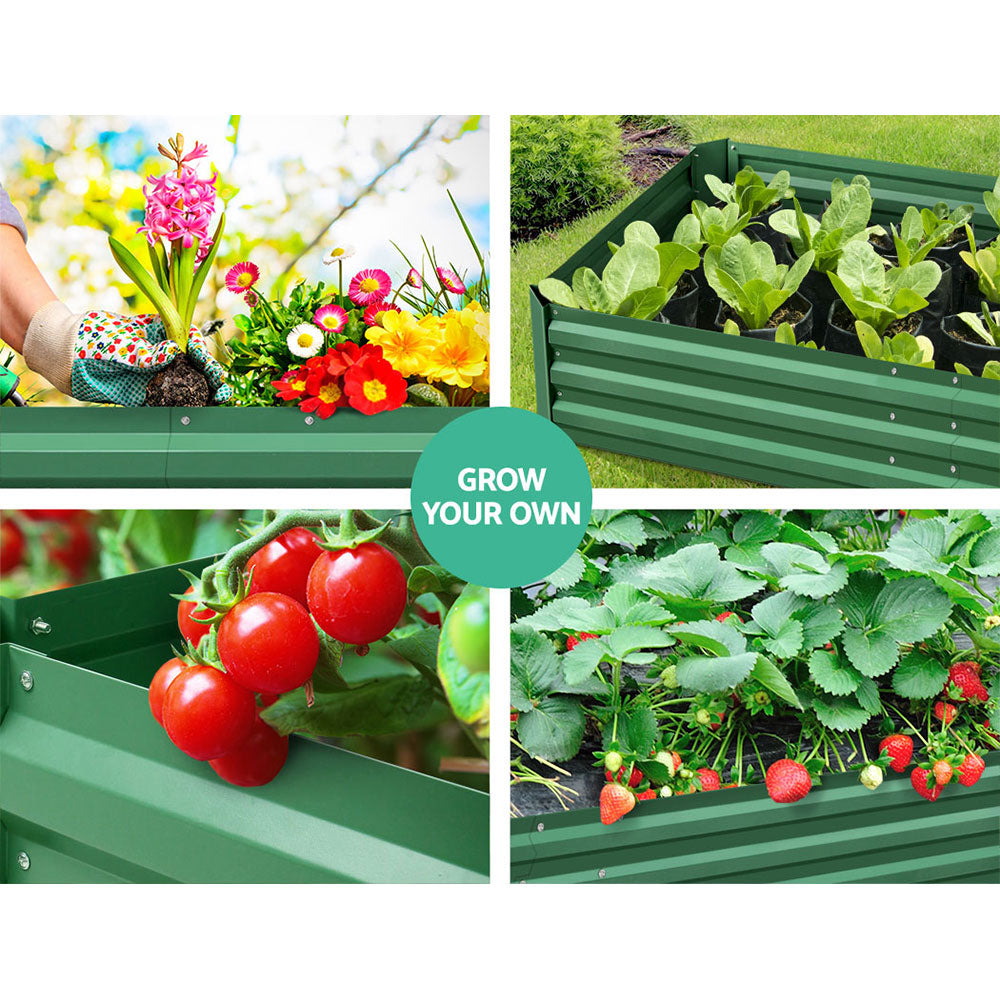 Greenfingers Garden Bed 2PCS 210X90X30cm Galvanised Steel Raised Planter Green