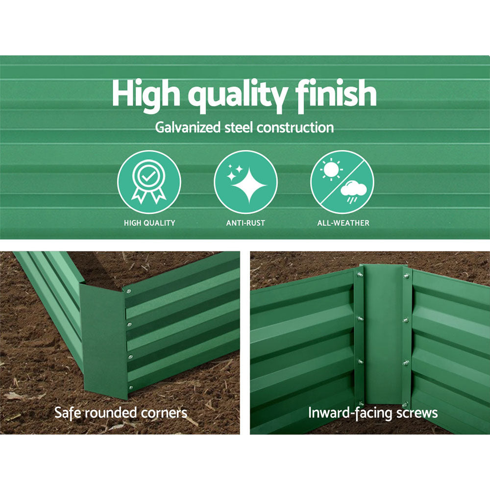 Greenfingers Garden Bed 2PCS 210X90X30cm Galvanised Steel Raised Planter Green