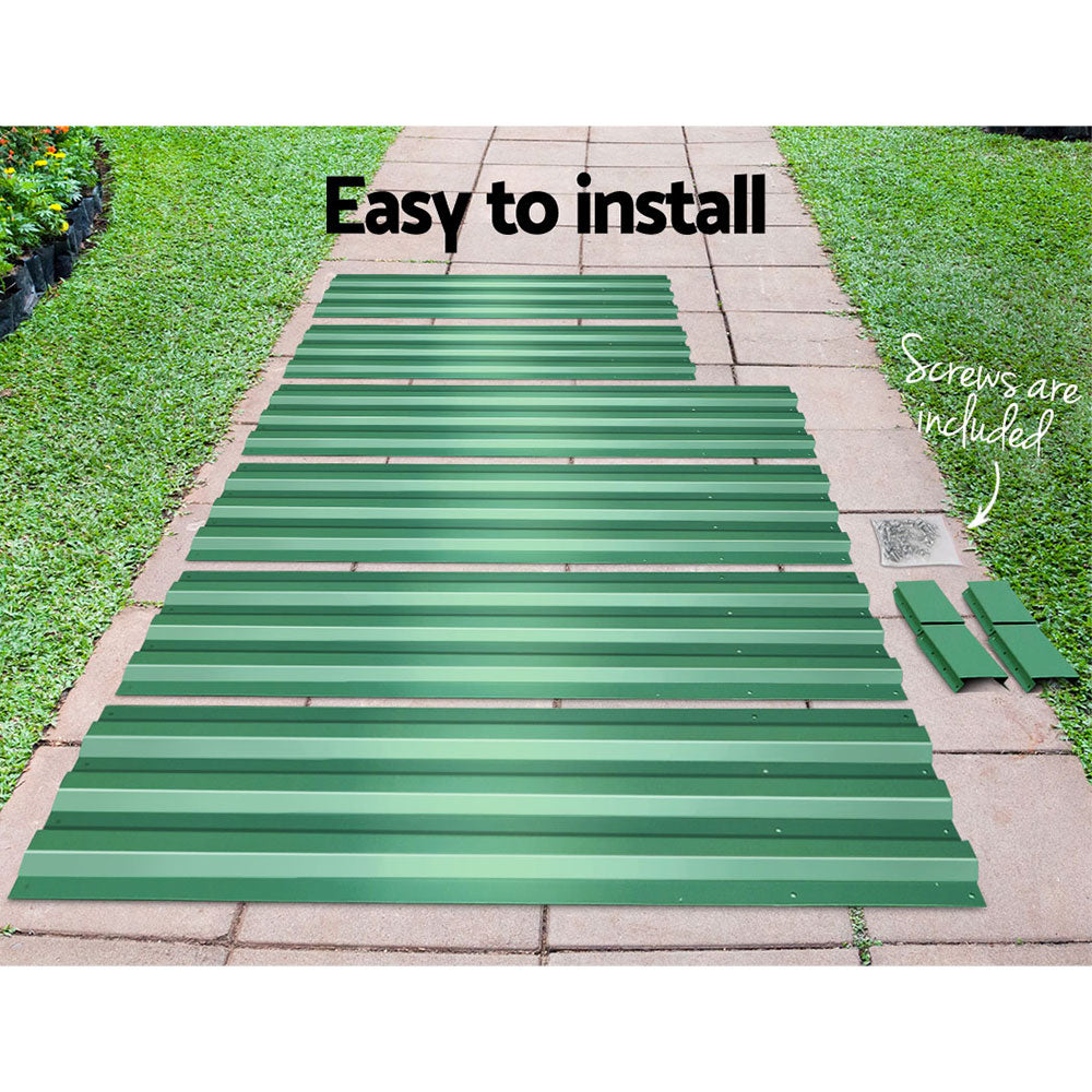 Greenfingers Garden Bed 2PCS 210X90X30cm Galvanised Steel Raised Planter Green