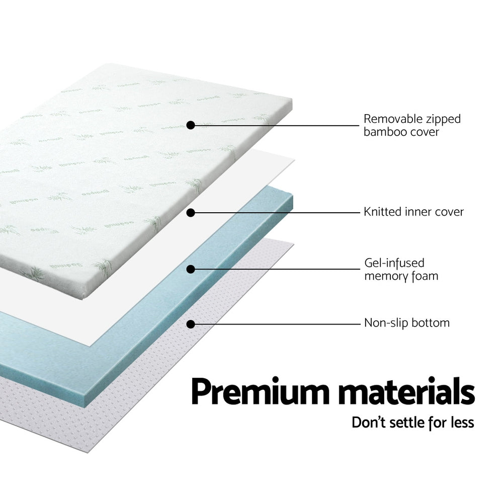 Giselle Bedding Cool Gel Memory Foam Mattress Topper w/Bamboo Cover 5cm - Queen