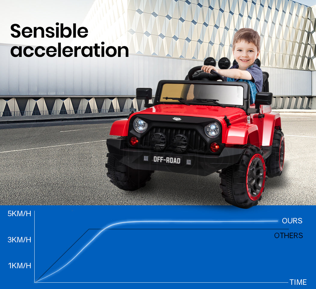 ROVO KIDS Electric Ride On 12V 4WD Jeep Inspired Car Boys Toy Battery Red