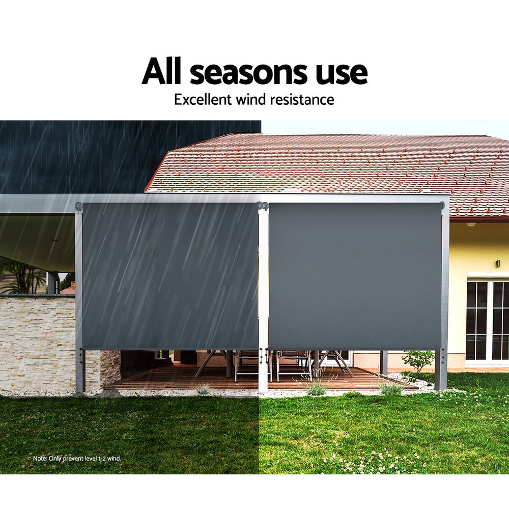 Instahut 1.8m x 2.5m Retractable Roll Down Awning - Grey