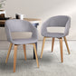 Artiss Set of 2 Timber Wood and Fabric Dining Chairs - Light Grey