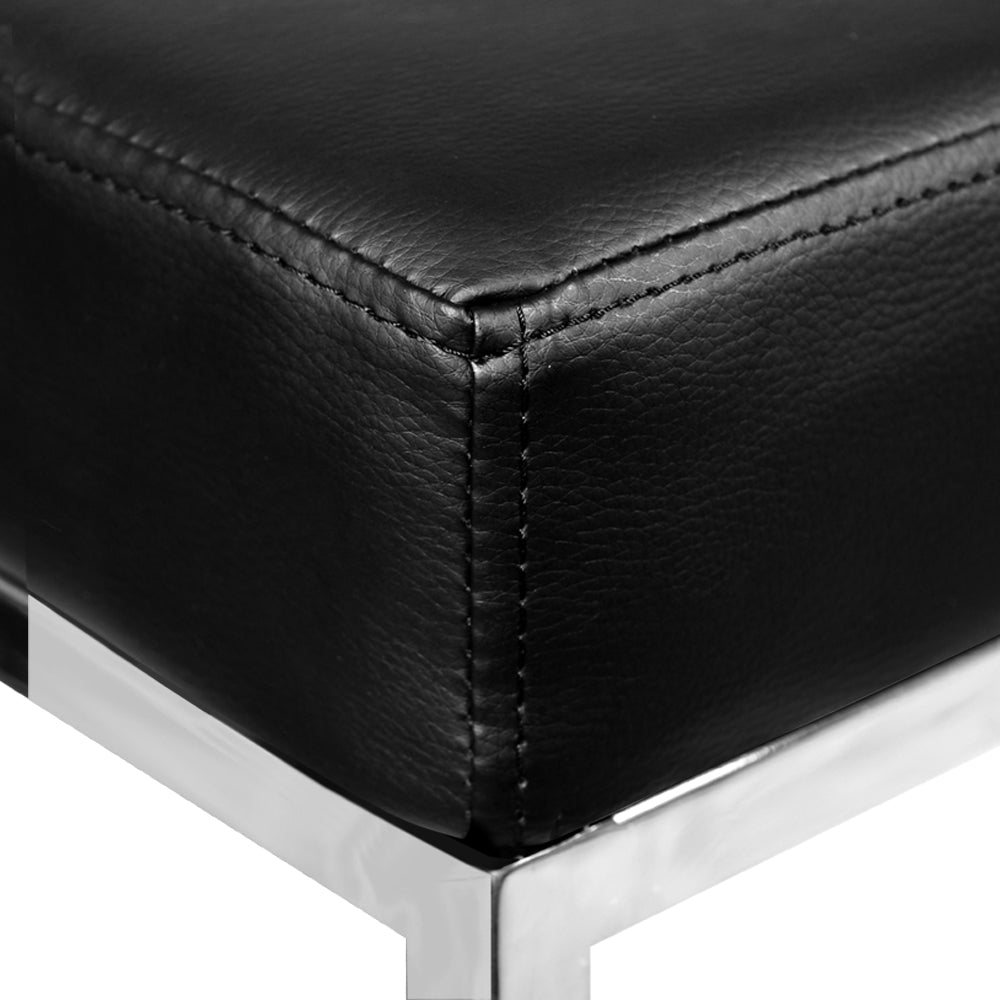 Artiss Set of 2 PU Leather Backless Bar Stools - Black and Chrome