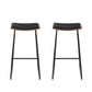 Artiss Set of 2 Backless PU Leather Bar Stools - Black and Wood