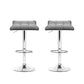 Artiss Set of 2 Fabric Bar Stools Swivel Bar Stools- Grey Chrome