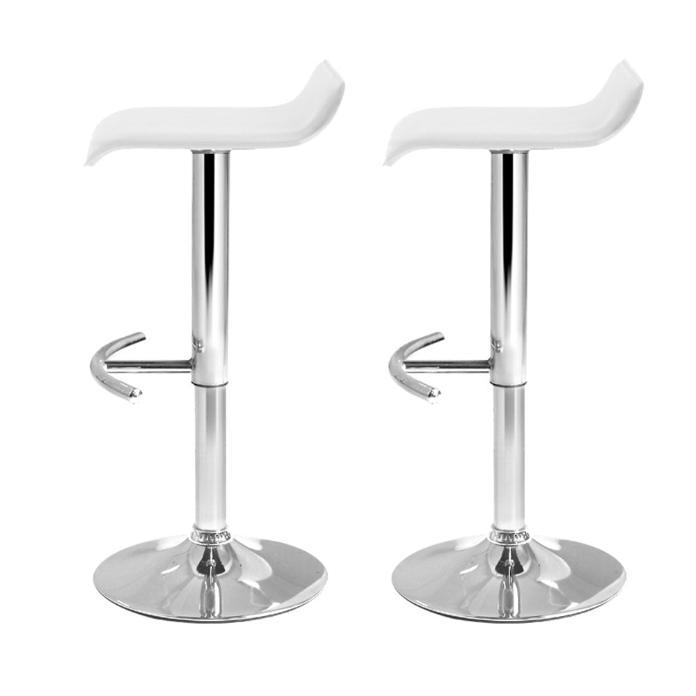 Artiss Set of 2 PU Leather Wave Style Bar Stools - White