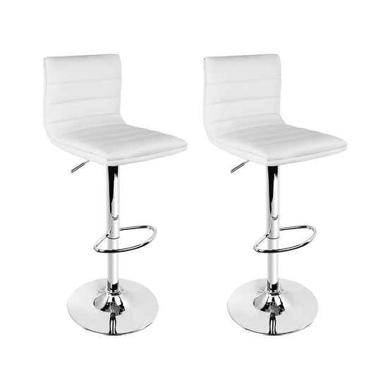 Artiss Set of 2 PU Leather Bar Stools Padded Line Style - White