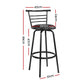 Artiss Set of 2 PU Leather Bar Stools - Black and Steel