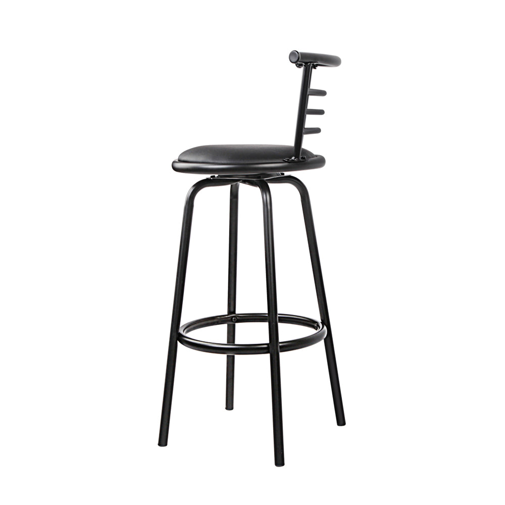 Artiss Set of 2 PU Leather Bar Stools - Black and Steel