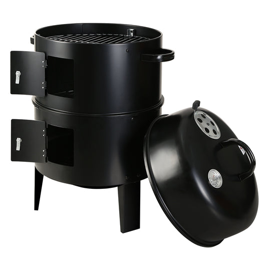 Grillz 3-in-1 Charcoal BBQ Smoker - Black