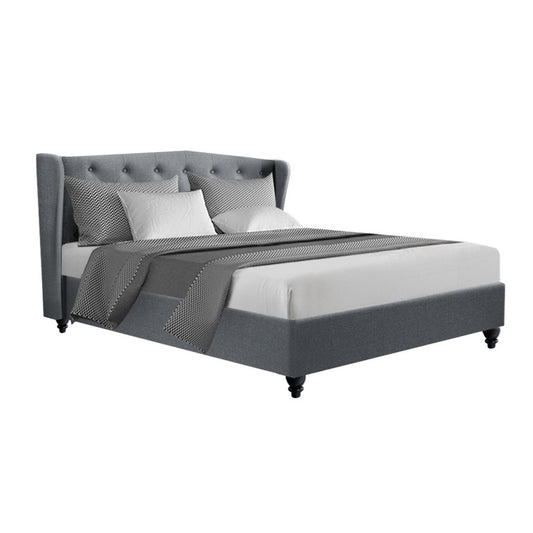 Artiss Pier Bed Frame Fabric - Grey Queen