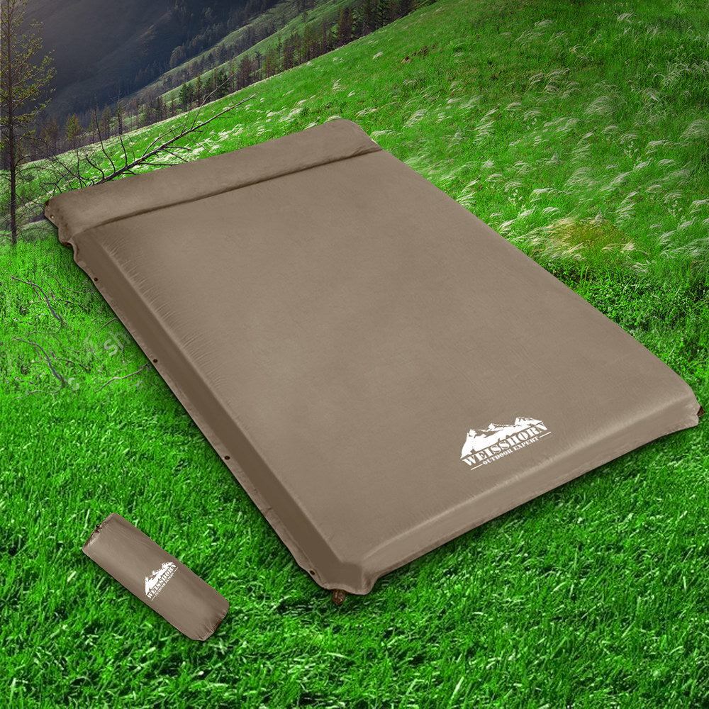 Weisshorn Double Size Self Inflating Mattress Mat 10CM Thick   Coffee