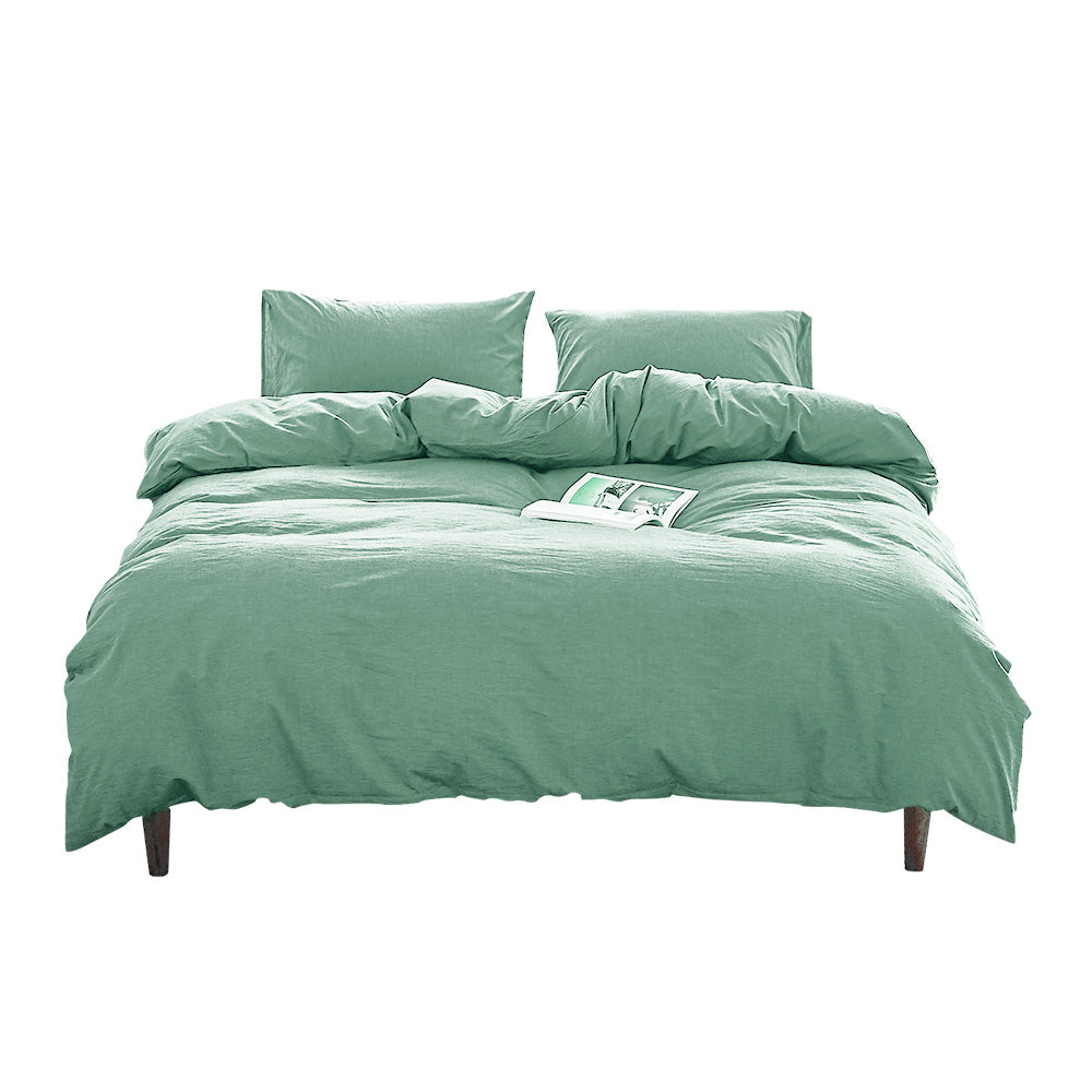 Cosy Club Washed Cotton Quilt Set Green King