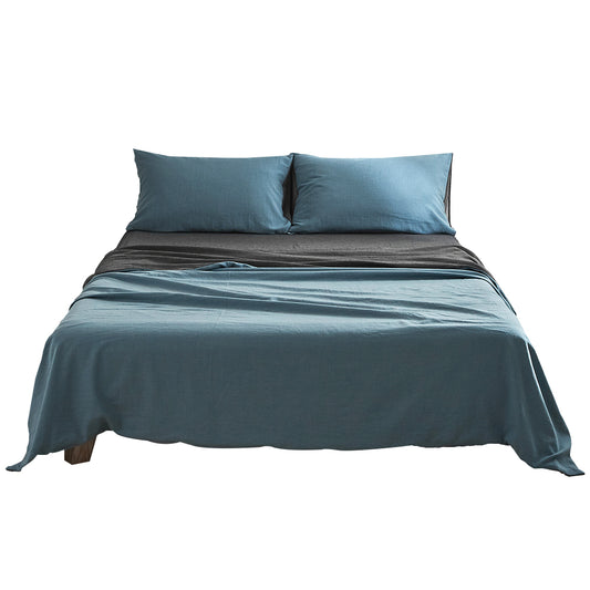 Cosy Club Sheet Set Cotton Sheets Double Blue Dark Blue