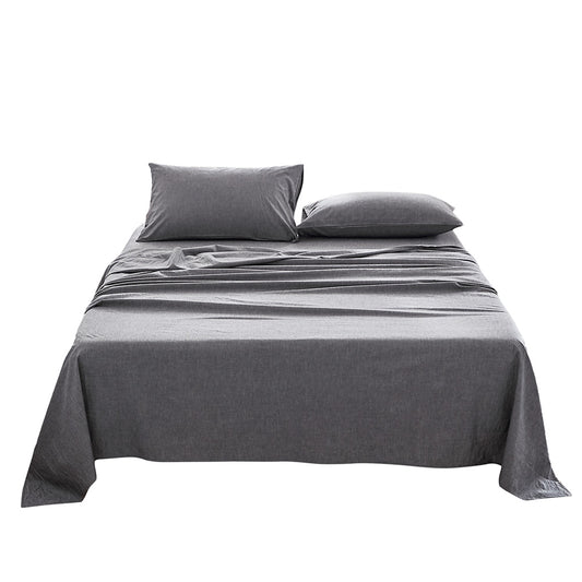 Cosy Club Washed Cotton Sheet Set Queen Black