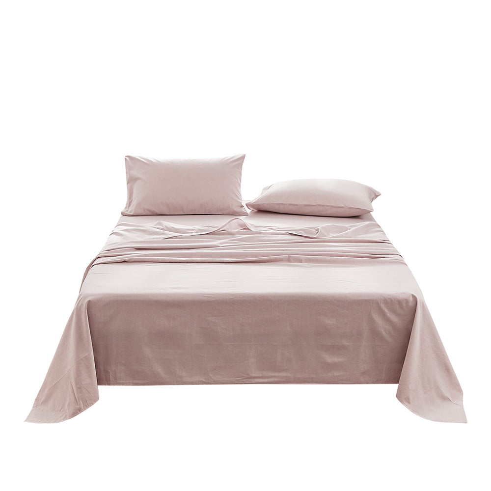 Cosy Club Washed Cotton Sheet Set Single Purple