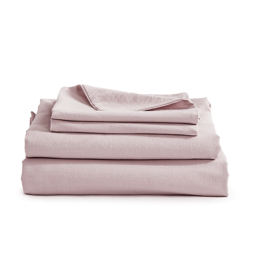 Cosy Club Washed Cotton Sheet Set Single Purple