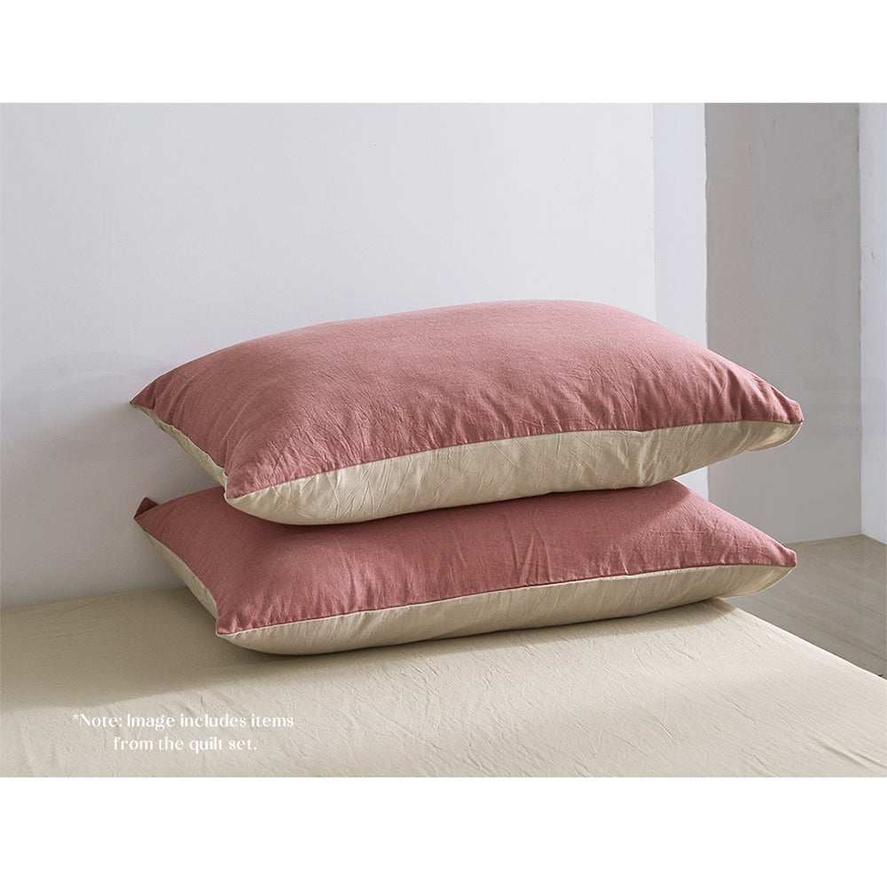 Cosy Club Sheet Set Cotton Sheets Single Red Beige