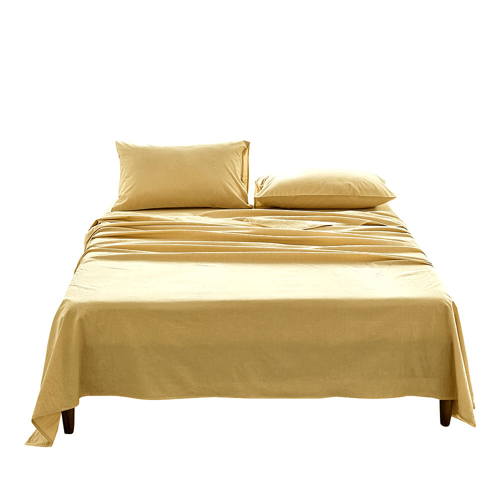 Cosy Club Washed Cotton Sheet Set Single Yellow