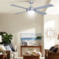 Devanti 52'' Ceiling Fan w/Light w/Remote Timer - Silver