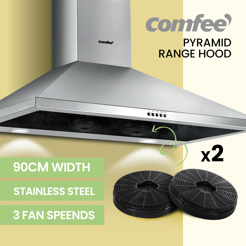 Comfee Rangehood 900mm Stainless Steel Canopy With 2 PCS Filter Replacement Combo