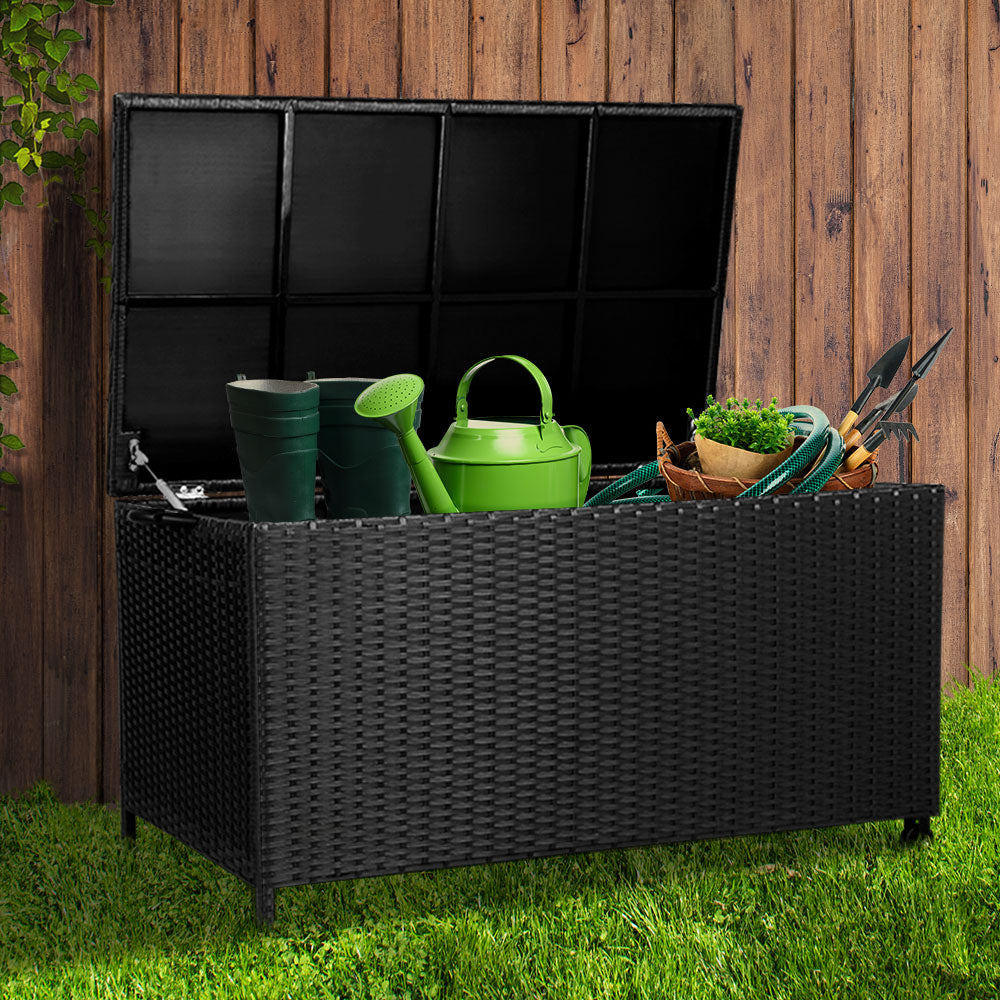 Gardeon 320L Outdoor Wicker Storage Box - Black