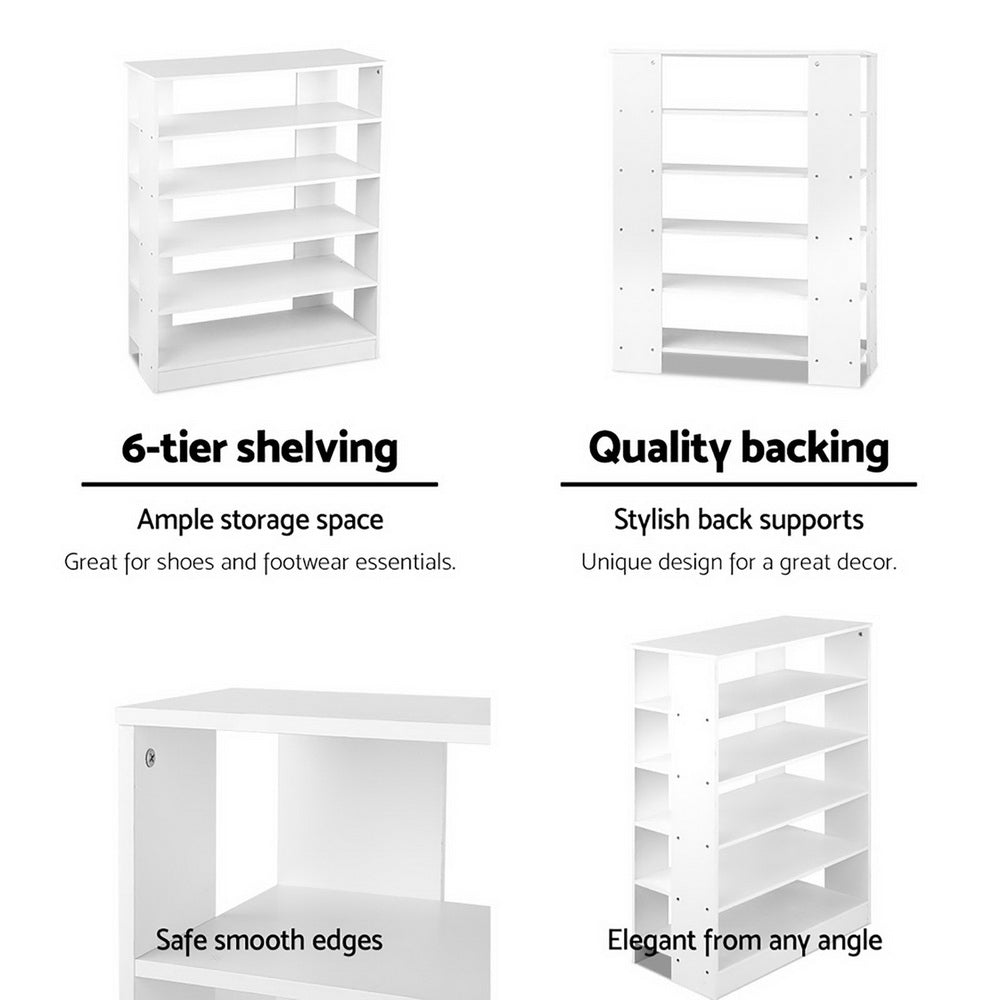 Artiss 6-Tier Shoe Rack Cabinet - White