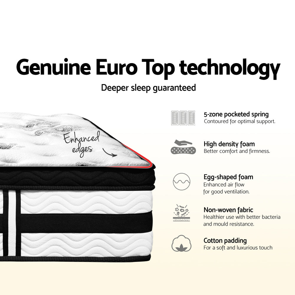 Giselle Bedding Algarve Euro Top Pocket Spring Mattress 34cm Thick Queen