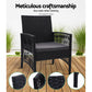 Outdoor Furniture Set of 2 Dining Chairs Wicker Garden Patio Cushion Black Gardeon