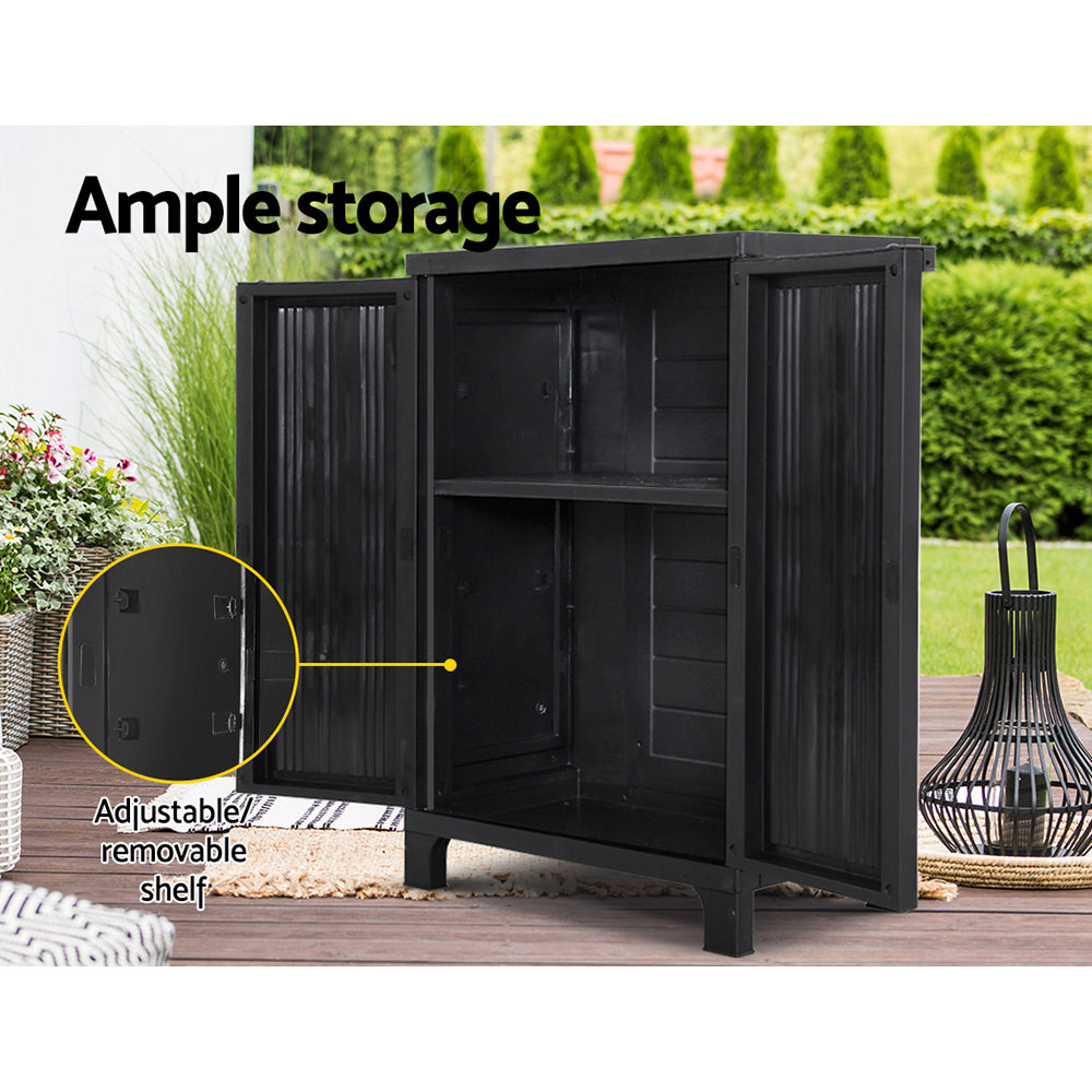 Gardeon Outdoor Storage Cabinet Cupboard Lockable Garden Sheds Adjustable Black