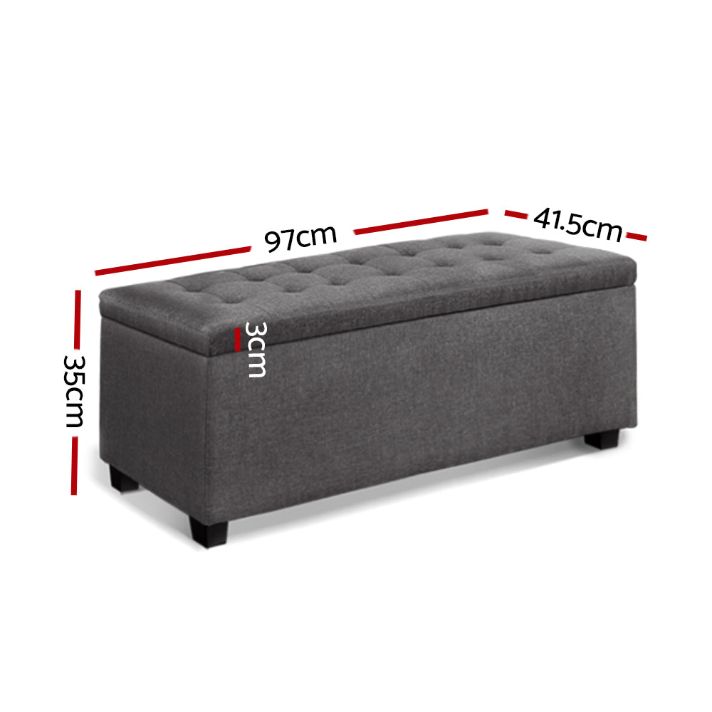 Artiss Large Fabric Storage Ottoman - Grey