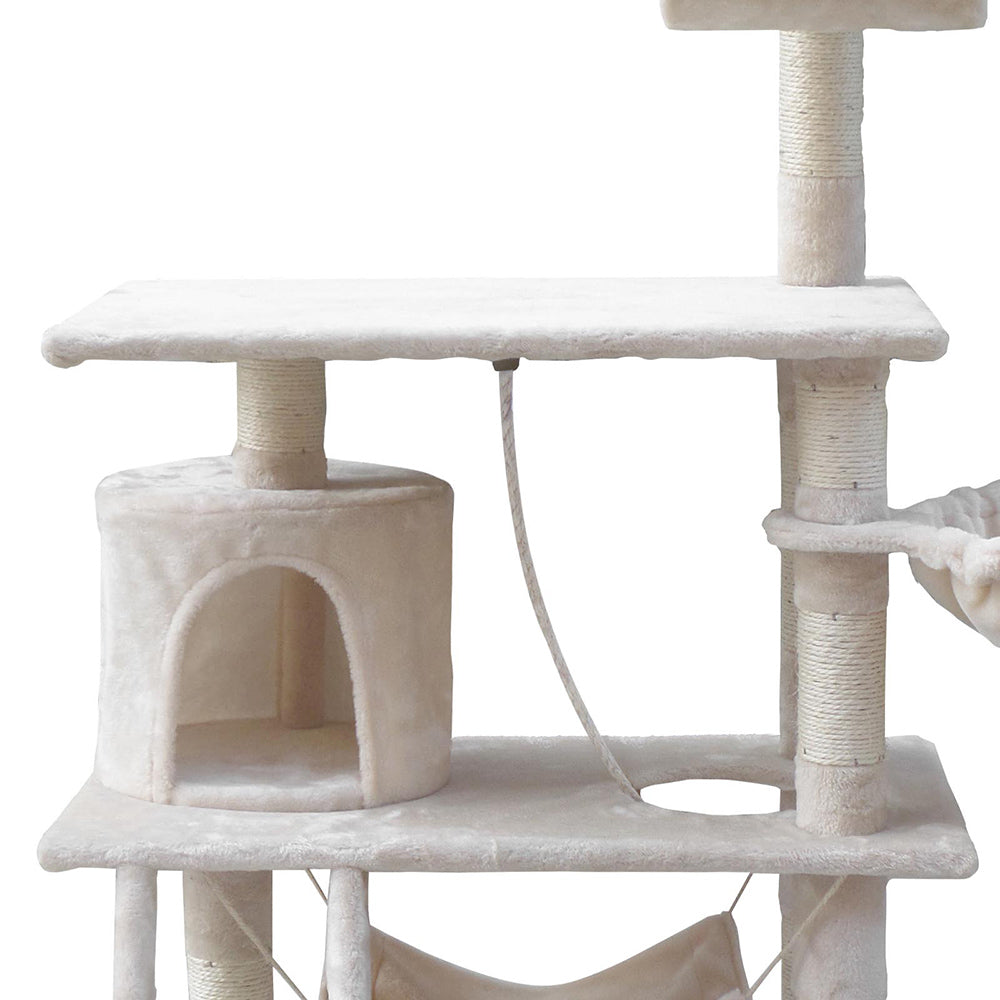 i.Pet Cat Tree 141cm Trees Scratching Post Scratcher Tower Condo House Furniture Wood Beige