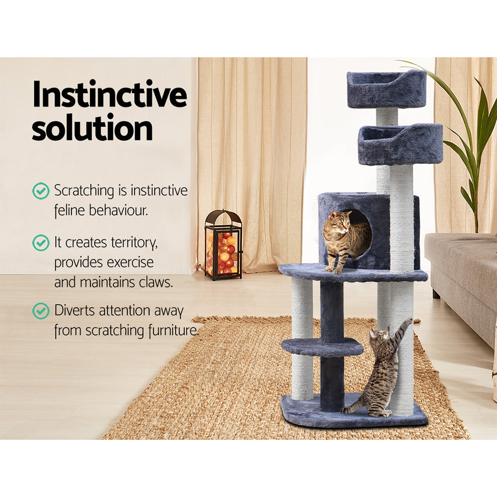 i.Pet Cat Tree Trees Scratching Post Scratcher Tower Condo House Grey 126cm