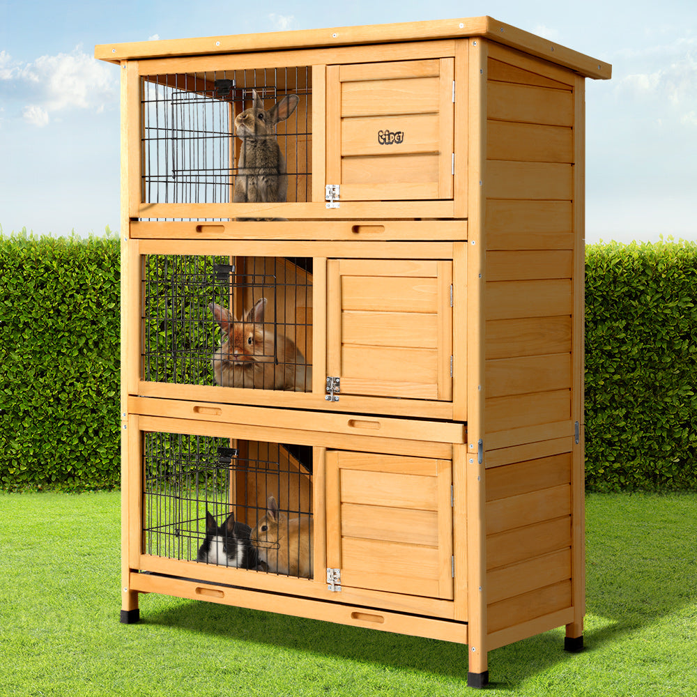 i.Pet Rabbit Hutch Wooden Cage Pet hutch Chicken Coop 91.5cm x 46cm x 116.5cm