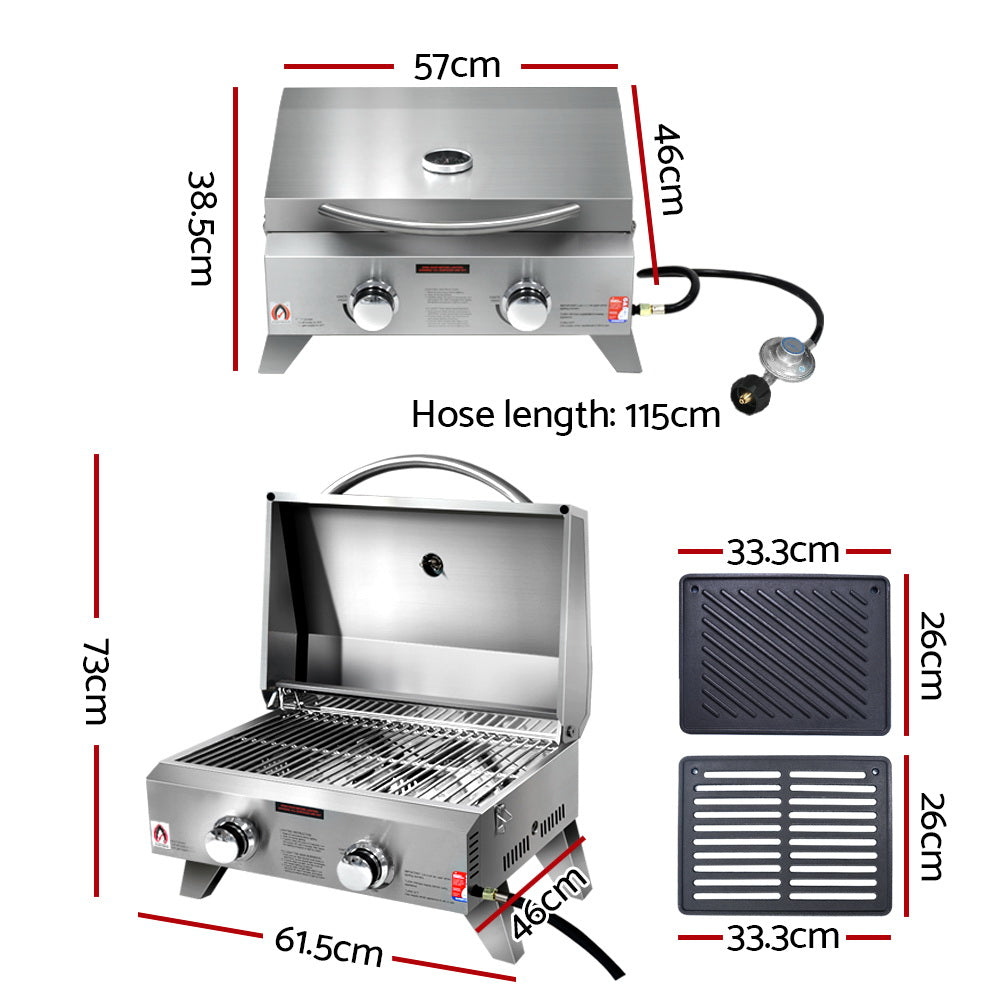 Grillz Portable 2 Burner Gas BBQ