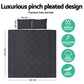 Giselle Cotton Quilt Cover Set Queen Bed Pinch Pleat Diamond Duvet Doona Black