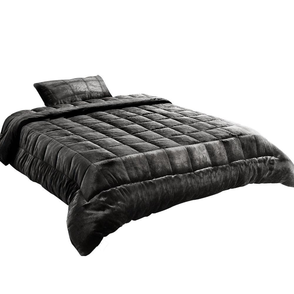 Giselle Bedding Faux Mink Quilt Single Size Charcoal