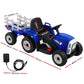 Rigo Ride On Car Tractor Trailer Toy Kids Electric Cars 12V Battery Blue