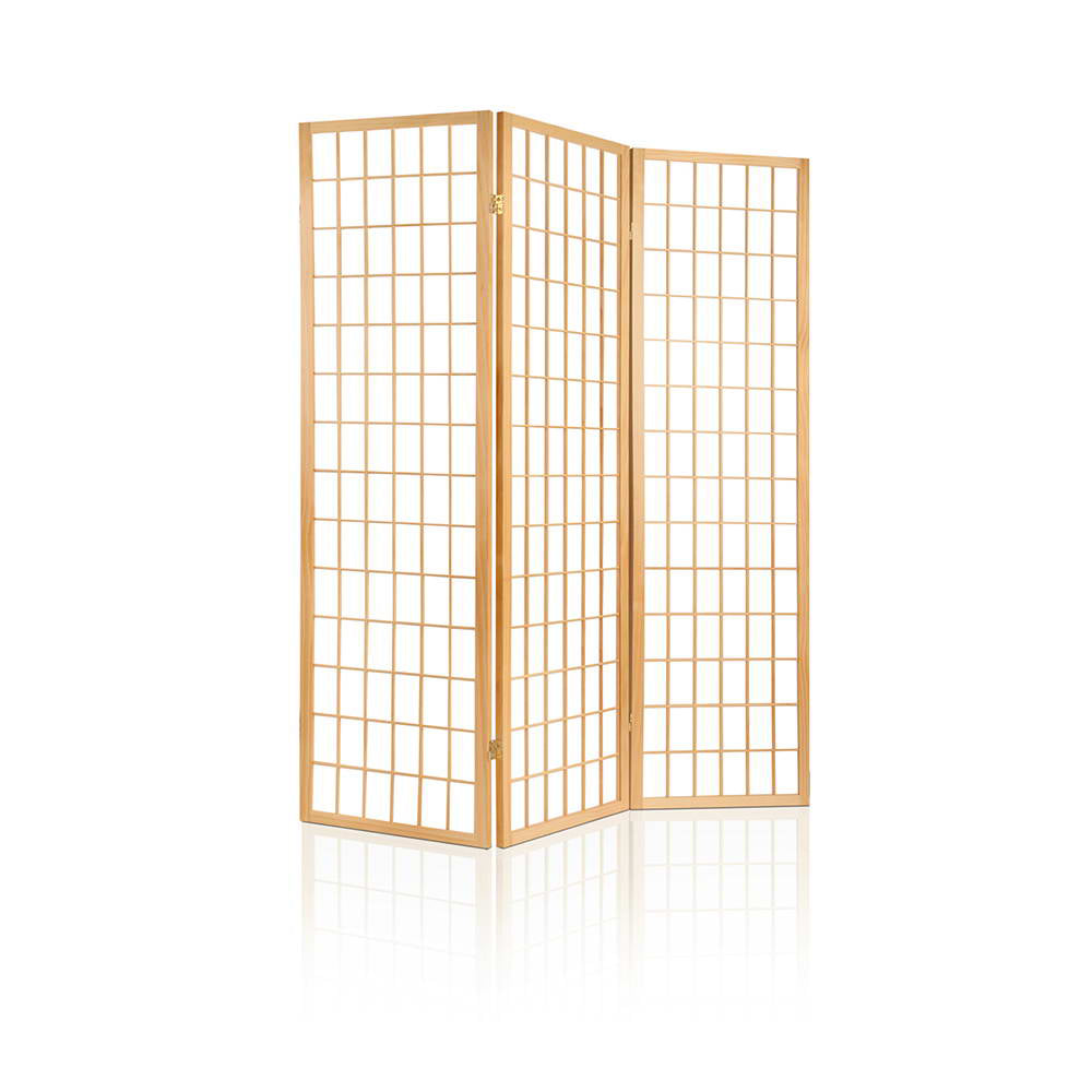 Artiss Room Divider Screen Wood Timber Dividers Fold Stand Wide Beige 3 Panel