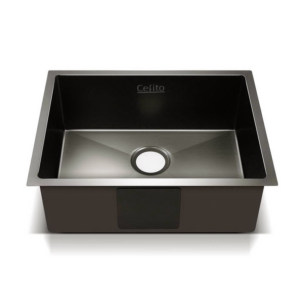 Cefito 60cm x 45cm Stainless Steel Kitchen Sink Under/Top/Flush Mount Black