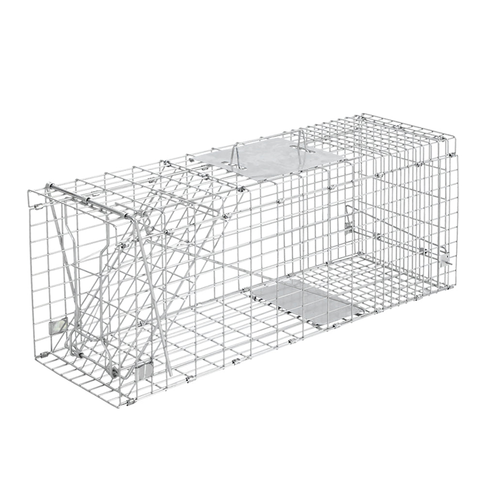 Humane Animal Trap Cage 94 x 34 x 36cm  - Silver