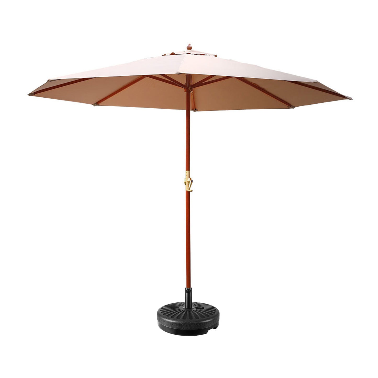 Instahut Outdoor Umbrella Pole Umbrellas 3M with Base Garden Stand Deck Beige