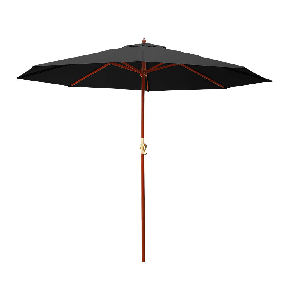 Instahut Outdoor Umbrella 3M Pole Cantilever Stand Garden Umbrellas Patio Black