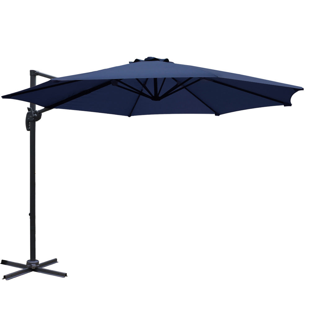 Instahut Outdoor Umbrella 3M Roma Cantilever Beach Furniture Garden 360 Degree Navy