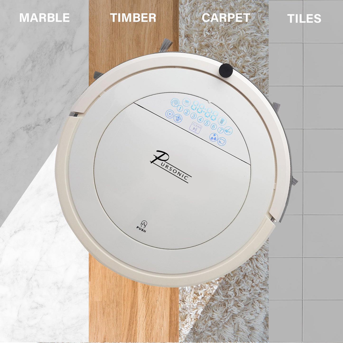 Pursonic i9 Robotic Vacuum Cleaner Carpet Floor Dry Wet Mopping Auto Robot White