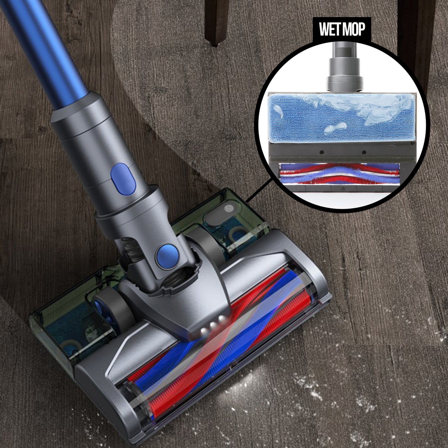 MyGenie H20 PRO Wet Mop 2-IN-1 Cordless Stick Vacuum Cleaner Handheld Recharge - Blue