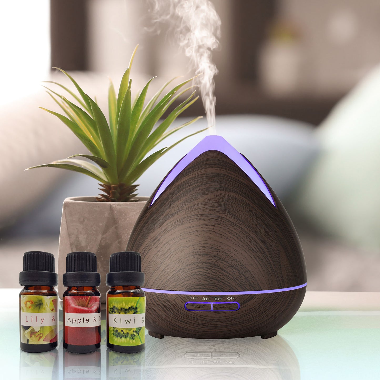 Essential Oils Ultrasonic Aromatherapy Diffuser Air Humidifier Purify 400ML - Dark Wood